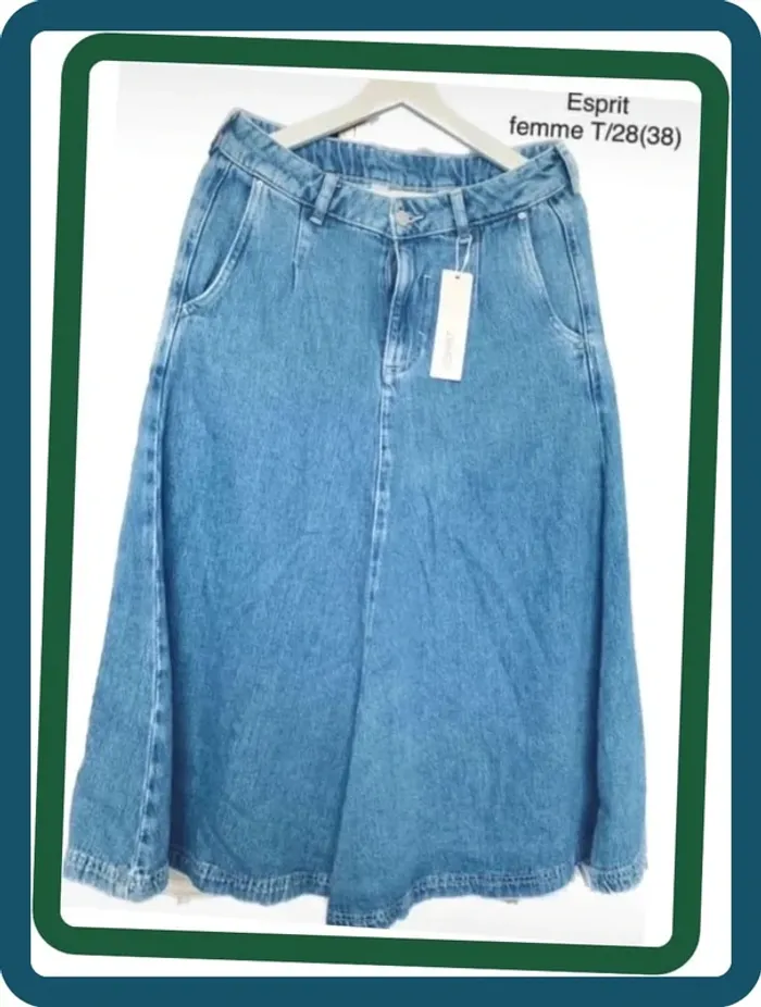 Jupe mi-longue en jean évasée Esprit T/38