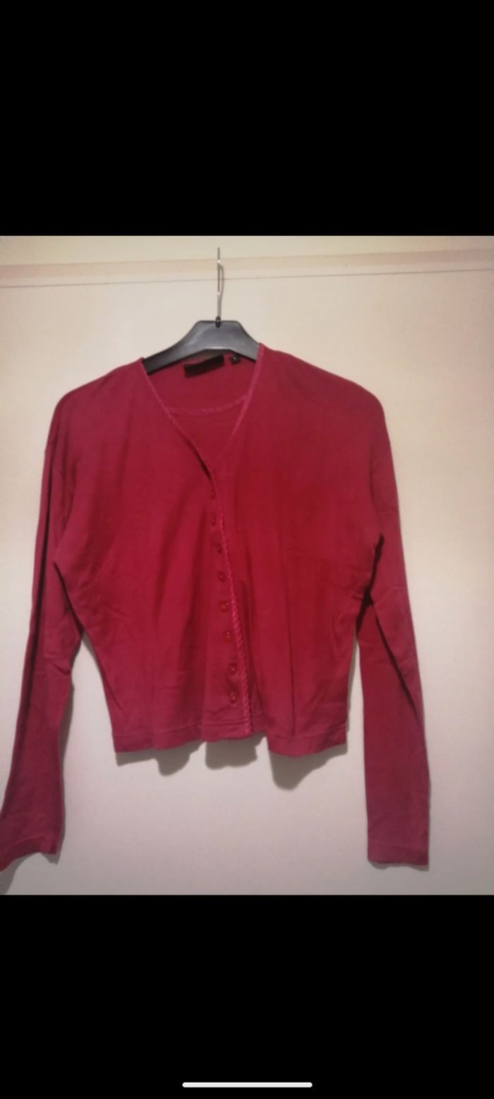Beau gilet vintage Folia rouge  2 en 1 . Taille L - photo numéro 2