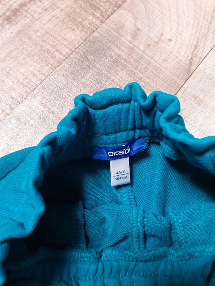 Pantalon de jogging fille vert turquoise 4 ans - photo numéro 4