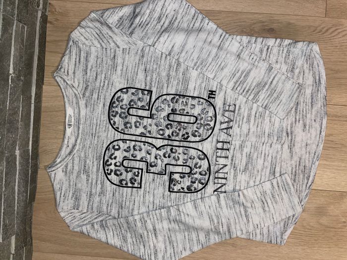 Pull Sweatshirt H&M gris chiné Léopard Pailleté Taille 12 ans / 158 cm Très bon état