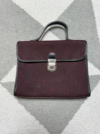 Petit sac à mains en cuir et toile vintage