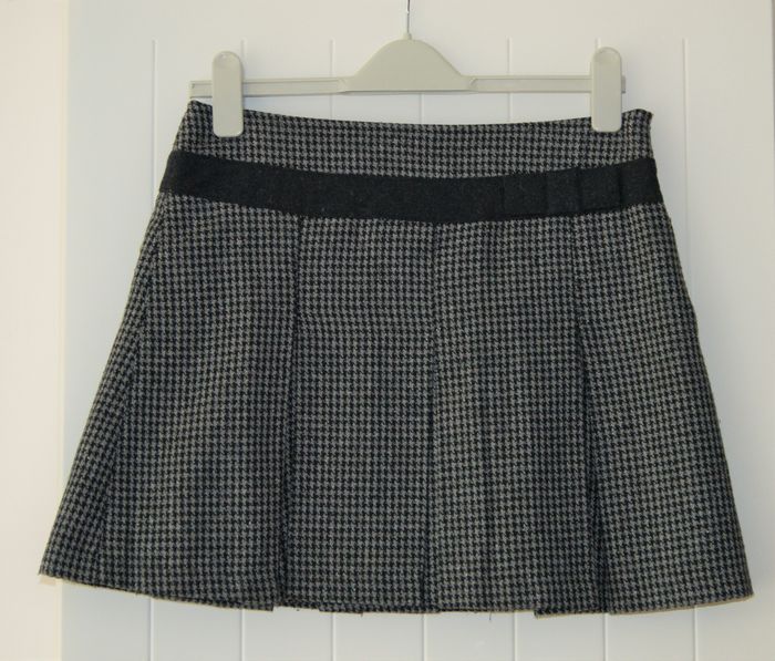 Jupe femme taille 38– Laine – Plissée – Noir & gris – Très bon état