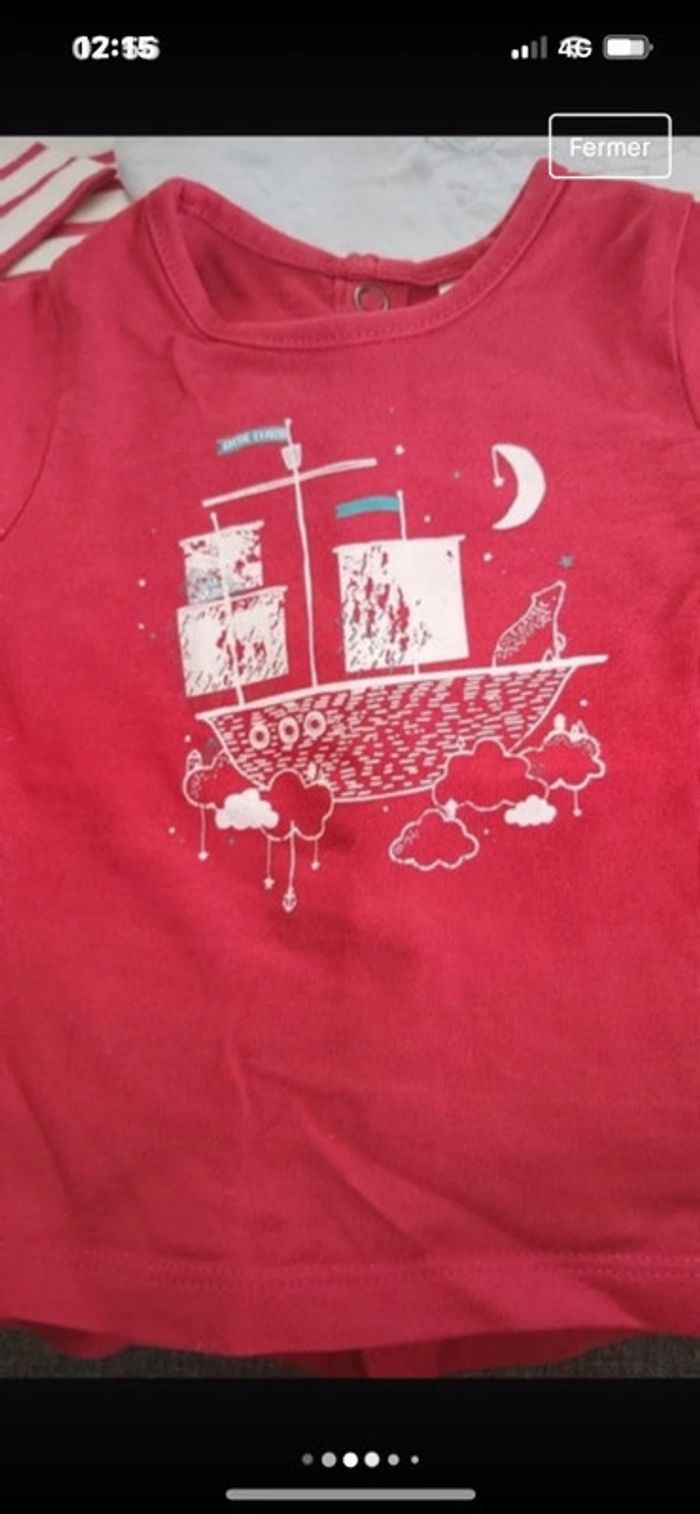 Lot de 5 tee shirt manches longues taille 6 mois - photo numéro 2