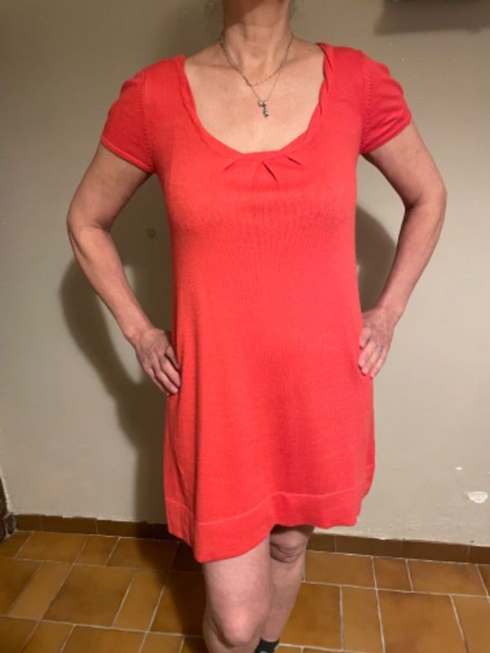 Robe pull corail camaïeu M
