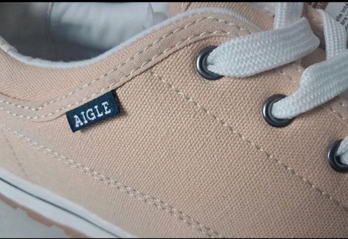 Aigle baskets été en toile beige P.41 neuves - photo numéro 3