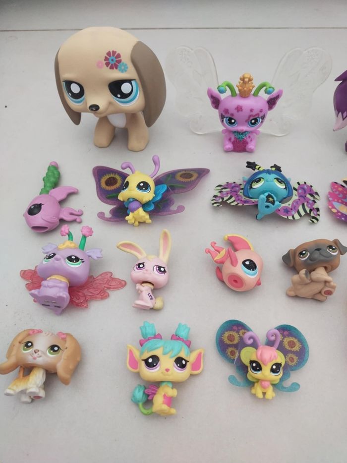Lot petshop lps taille L, XL et papillons lumineux, lapin, poisson accessoires deguisements - photo numéro 2