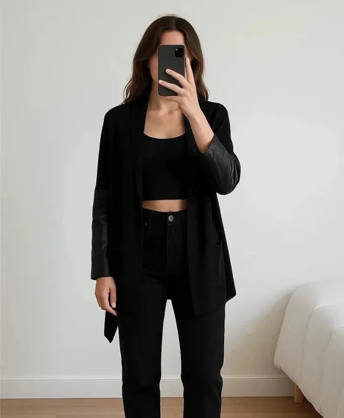 Veste gilet drapée bi-matière Maje – Taille M