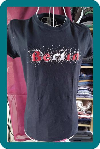T shirt noir imprimé Berlin