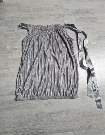 Top plissé neuf gris argenté H&M XS