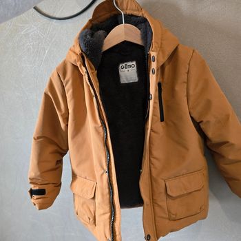 Parka veste fourrure mi-saison gemo 4 ans camel grise