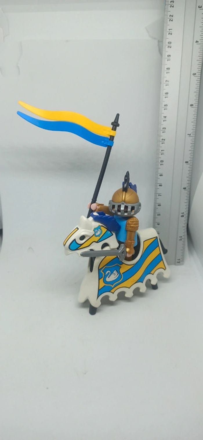 Chevalier motif cygne avec cheval et armure playmobil - photo numéro 2
