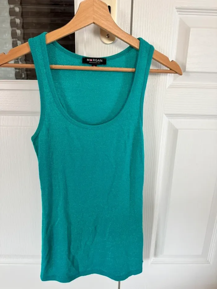 Débardeur brillant vert Morgan taille XS en TBE