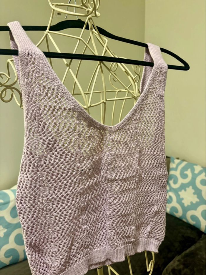 Débardeur crochet lilas Lefties – Taille S - photo numéro 3