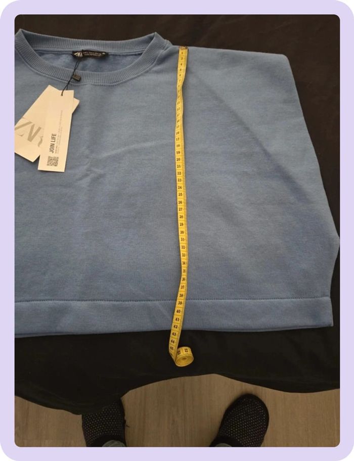 pull court sans manchesZara bleu taille L - photo numéro 7