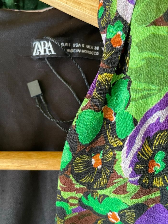 💚body Zara imprimé floral épaules structurées manches bouffantes chic taille S - photo numéro 5