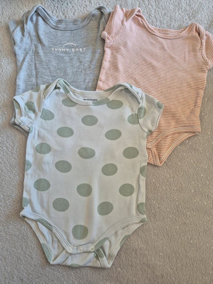 Lot de 3 bodies manches courtes 12 mois