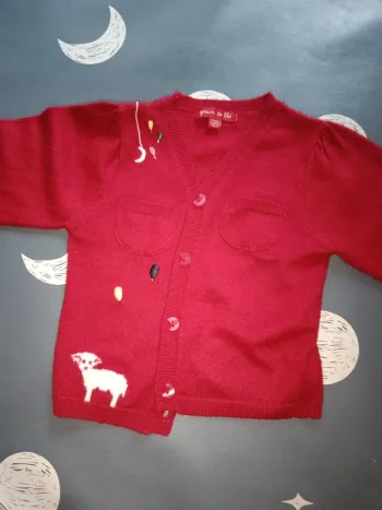 Pull grain de blé 74cm rouge