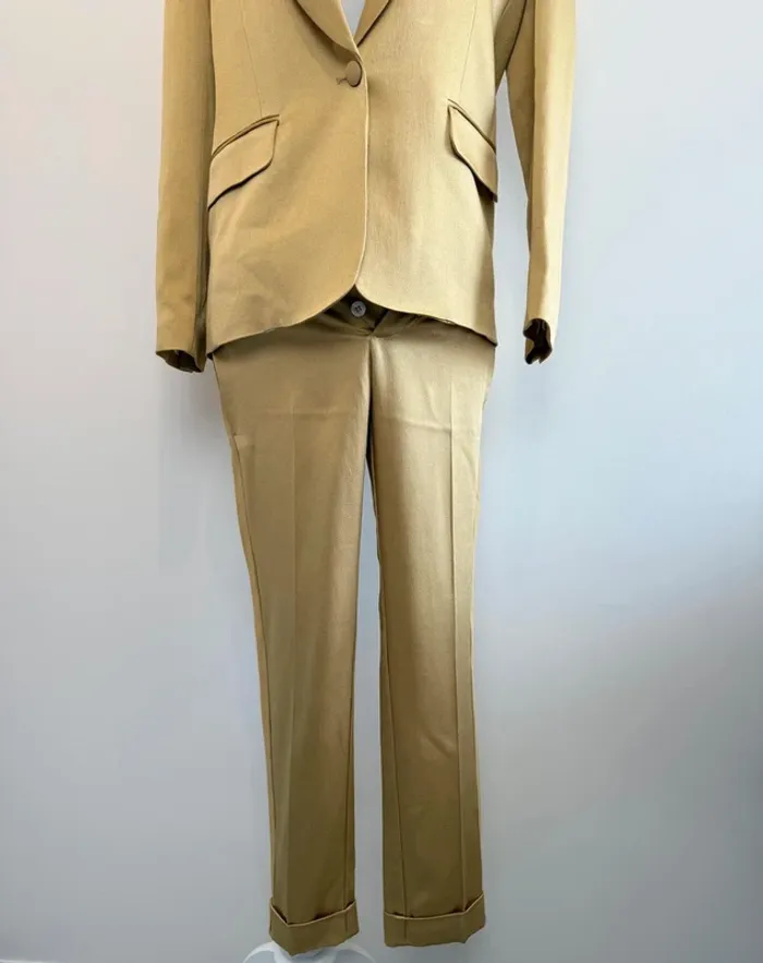 Tailleur ensemble blazer et pantalon Maison Sarah Lavoine doré taille XS parfait état - photo numéro 2