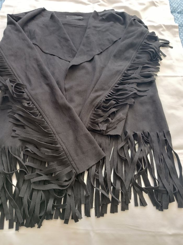 Veste a frange effet daim