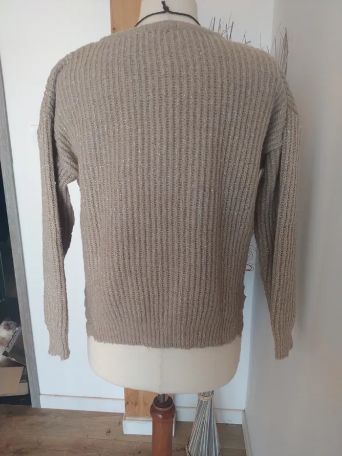 Pull beige et doré ample 34 - photo numéro 6