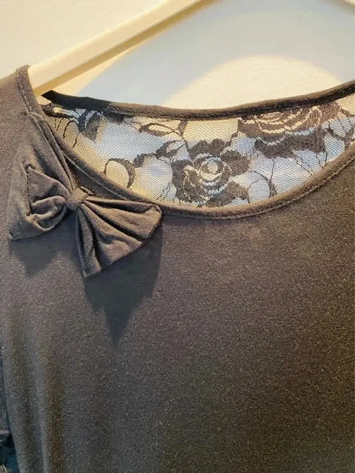 Tee shirt femme neuf noir uni dentelle 34/36 - photo numéro 2