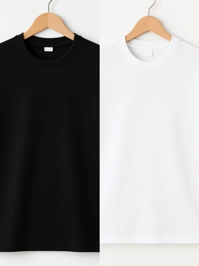 Lot de 2 t shirts noir et blanc 100% coton taille L