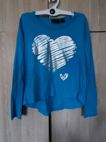 Sweatshirt coeur turquoise & argent 8 ans / BPC