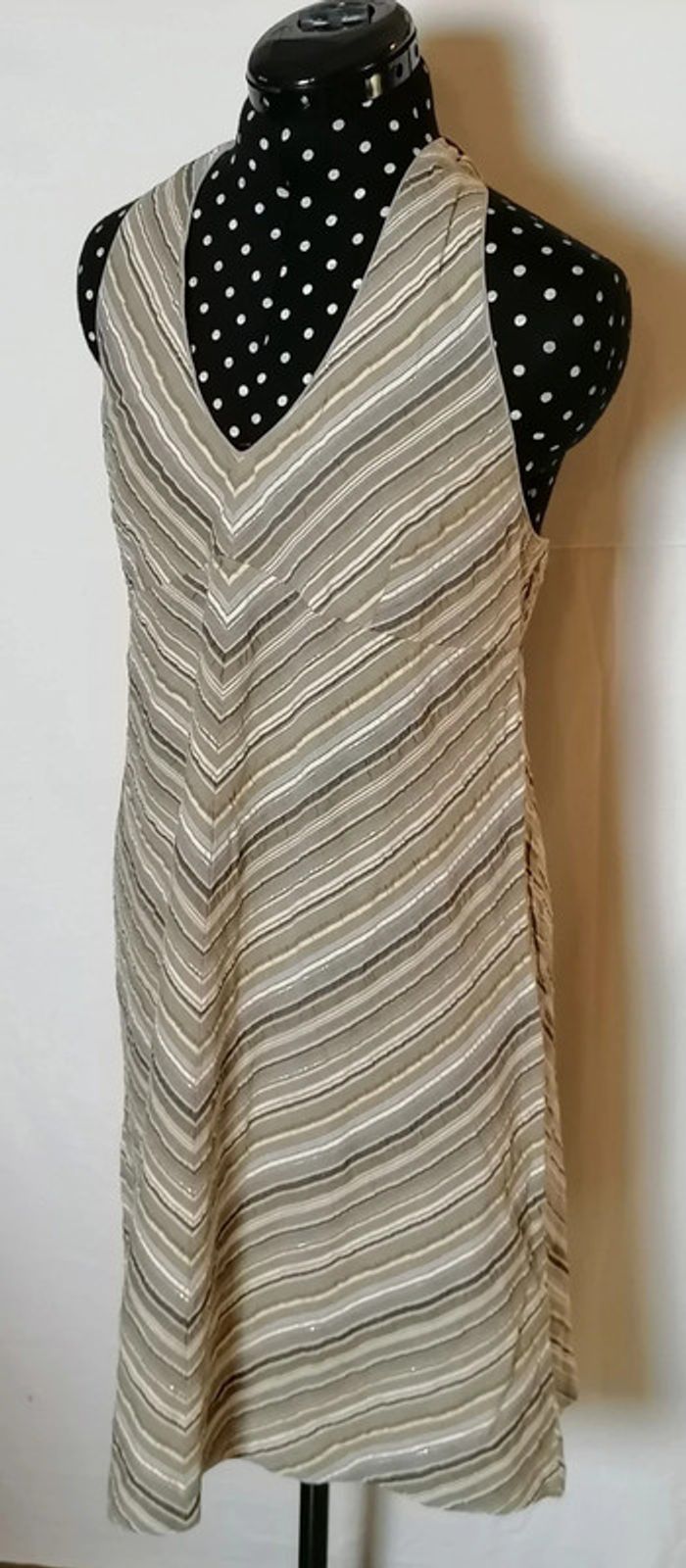 Robe d'été à rayures beige marron gris argenté taille L Agathe Velmont - photo numéro 7