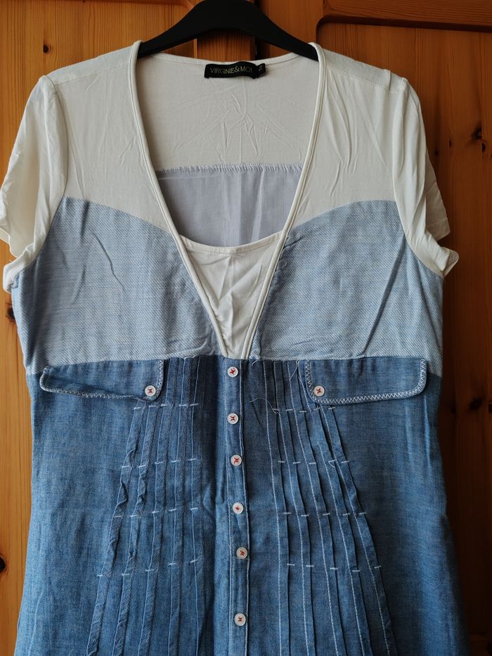 Robe jean bi matiere - photo numéro 3