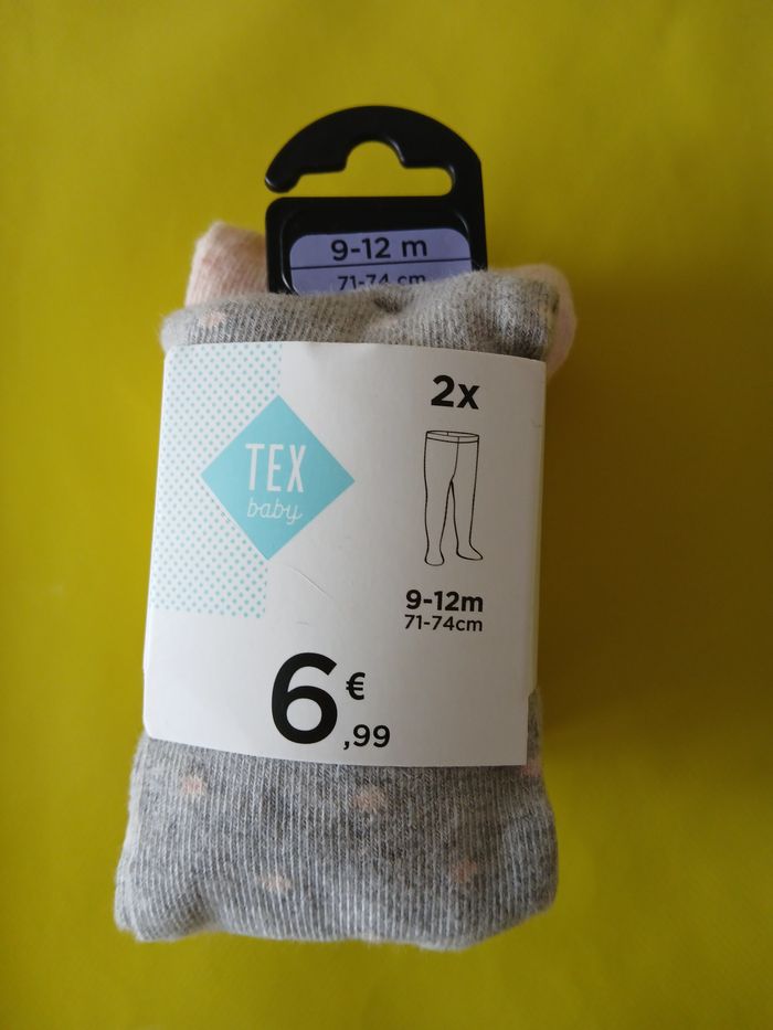 lot de deux paires de collants fille bebe 9/12 mois