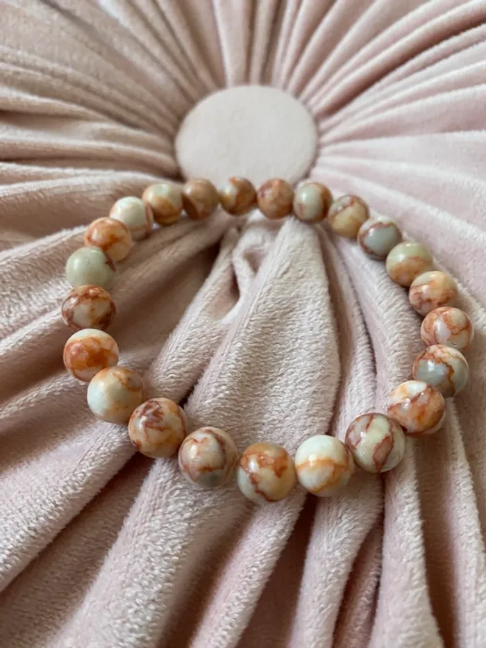 Cadeau femme Bracelet en pierres naturelles agate mexicaine marbre lithoterapie - photo numéro 2