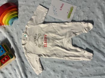 pyjama grenouillère en coton blanc impression devant 0 mois tex