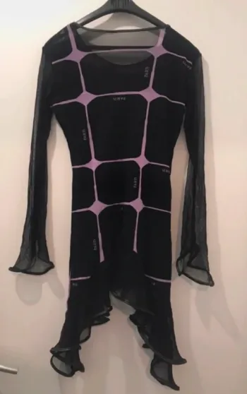 Robe paris nuisette manches longues noir violet taille L