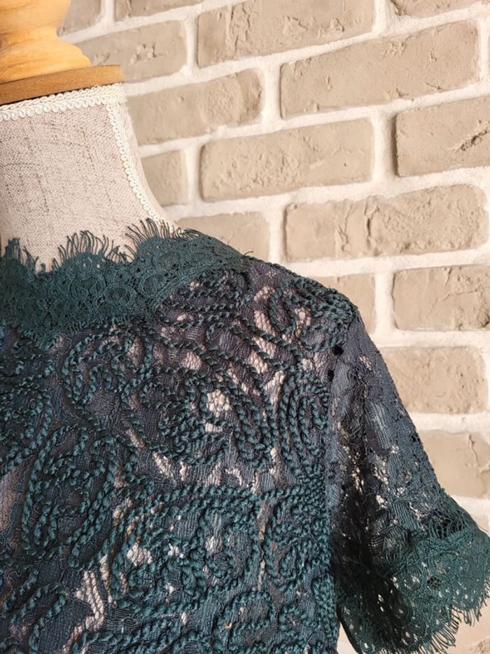 Blouse en dentelle vert émeraude Zara - photo numéro 3