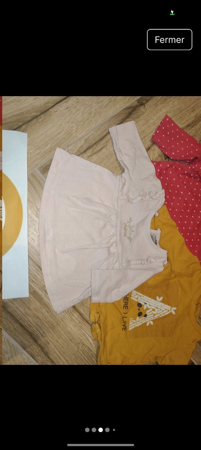 Lot 4 t-shirts manches longues chérie pailleté fleurs panda - photo numéro 3