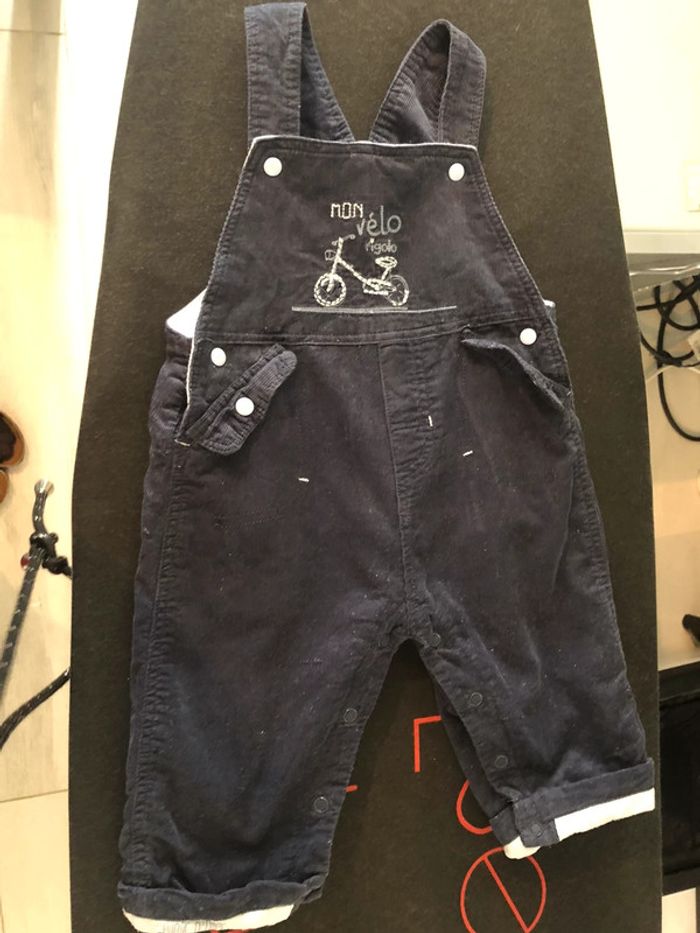 Ensemble sucre d’orge salopette bleue + haut 6 mois - photo numéro 5