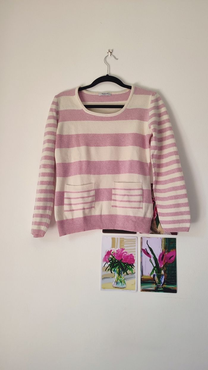 Pull rayé cachemire laine taille XS