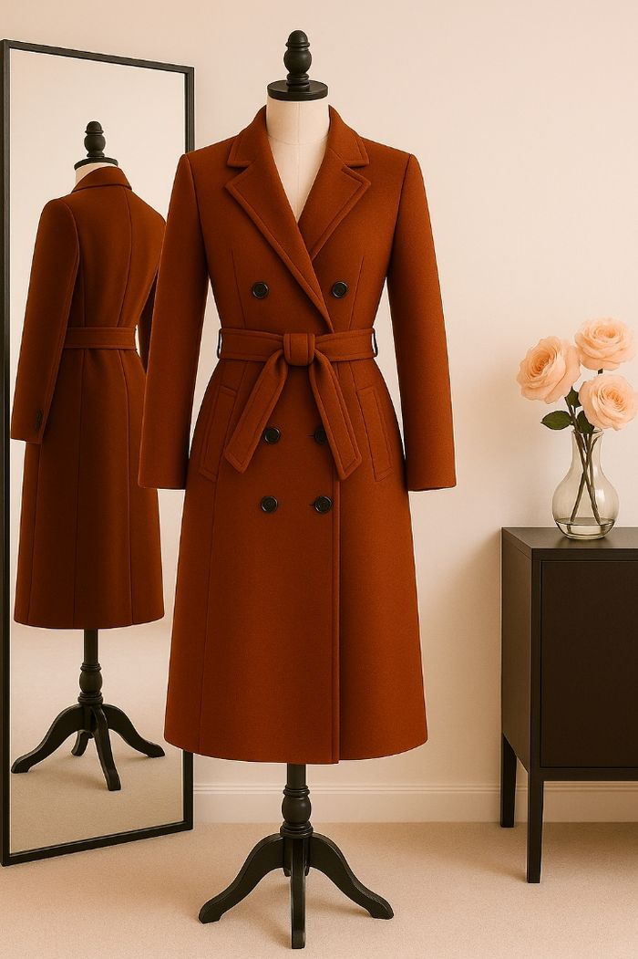 Manteau couleur brique taille unique en laine