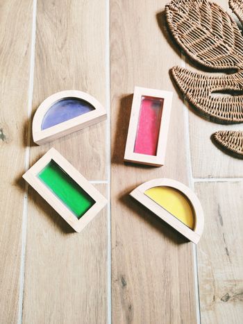 👋Gros blocs de sable multicolores en bois d'hevea