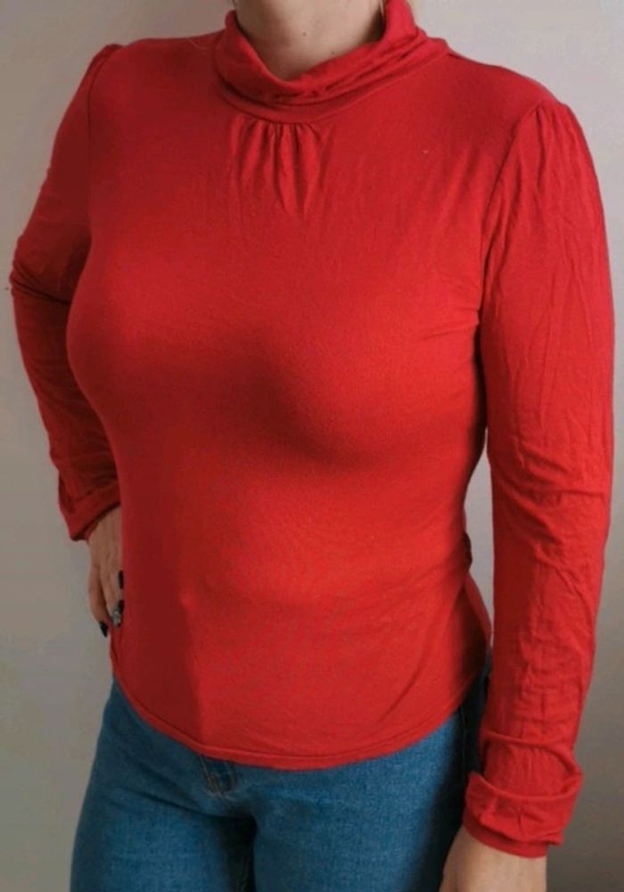 Sous pull col roulé rouge