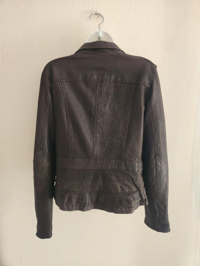 Veste perfecto en cuir véritable marron - photo numéro 12