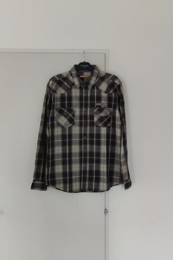 Chemise à carreaux homme Casual by Gemo noire et blanc taille L - Neuf avec étiquette