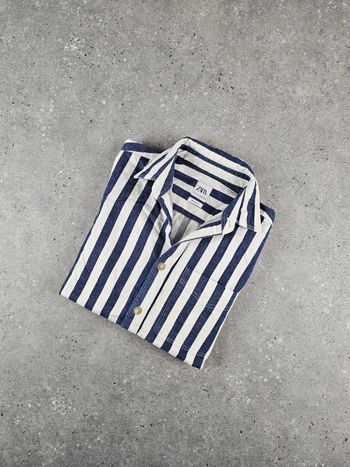 Chemise Zara rayée bleu blanc relaxed fit taille S