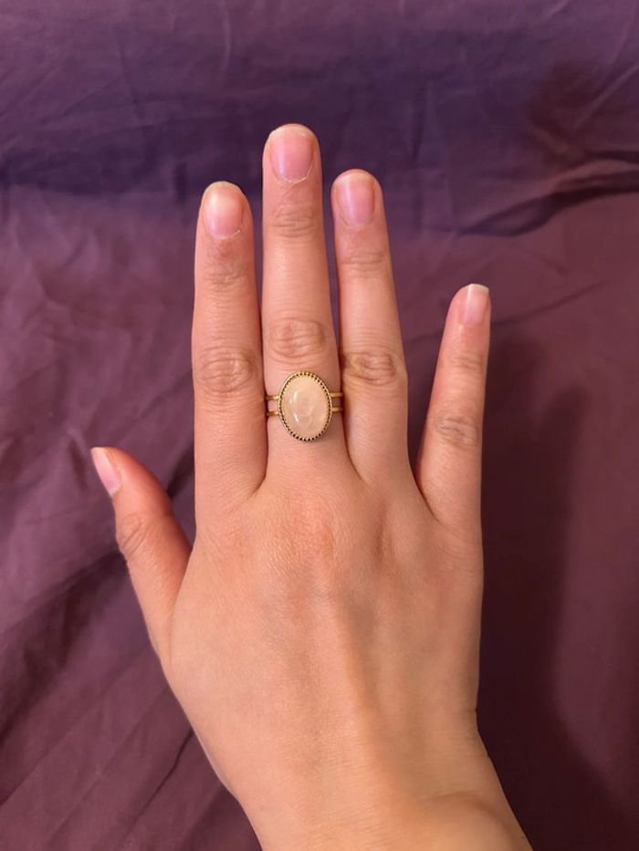Bague pierre quartz rose • Taille ajustable