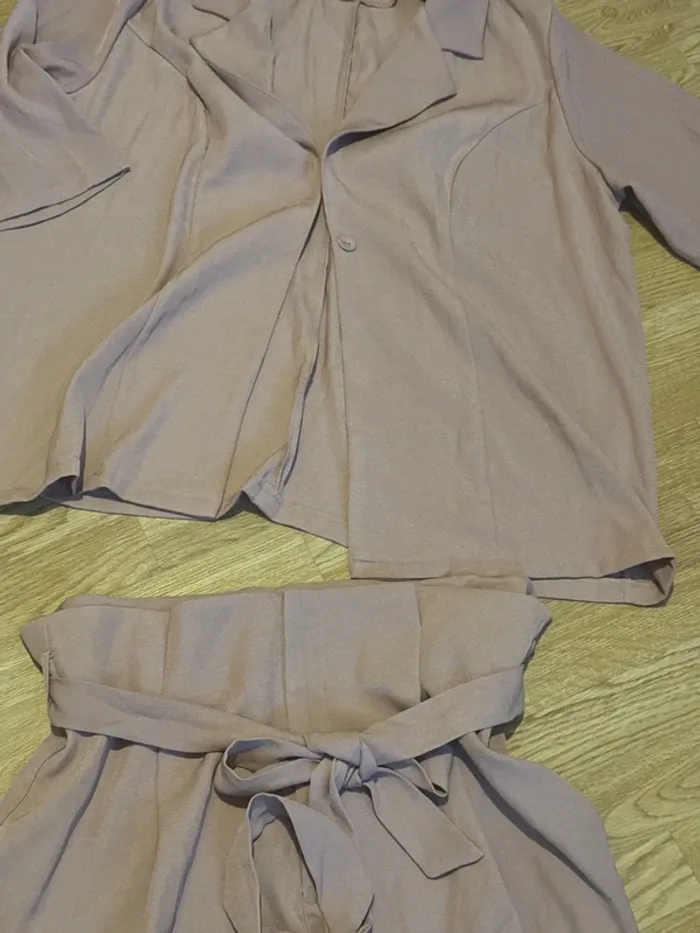 Tailleur short blazer rose poudré XXL - photo numéro 4