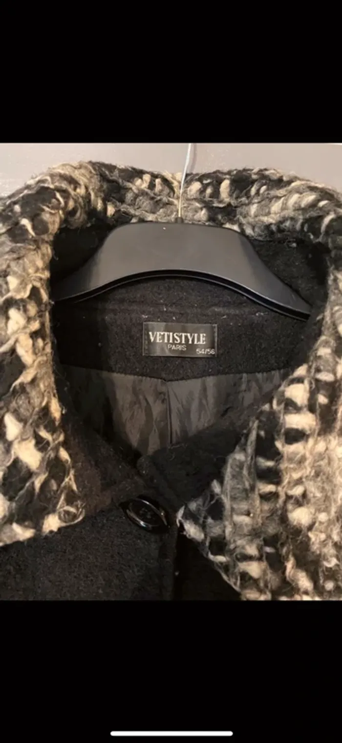 manteau veste noir à motifs Vetistyle taille 54 / 56 - photo numéro 3