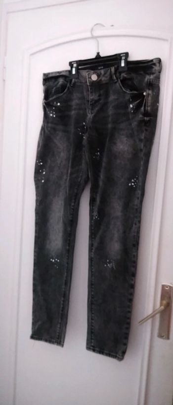Pantalon skinny gris effet tâches blanches neuf femme 42/44 kiabi