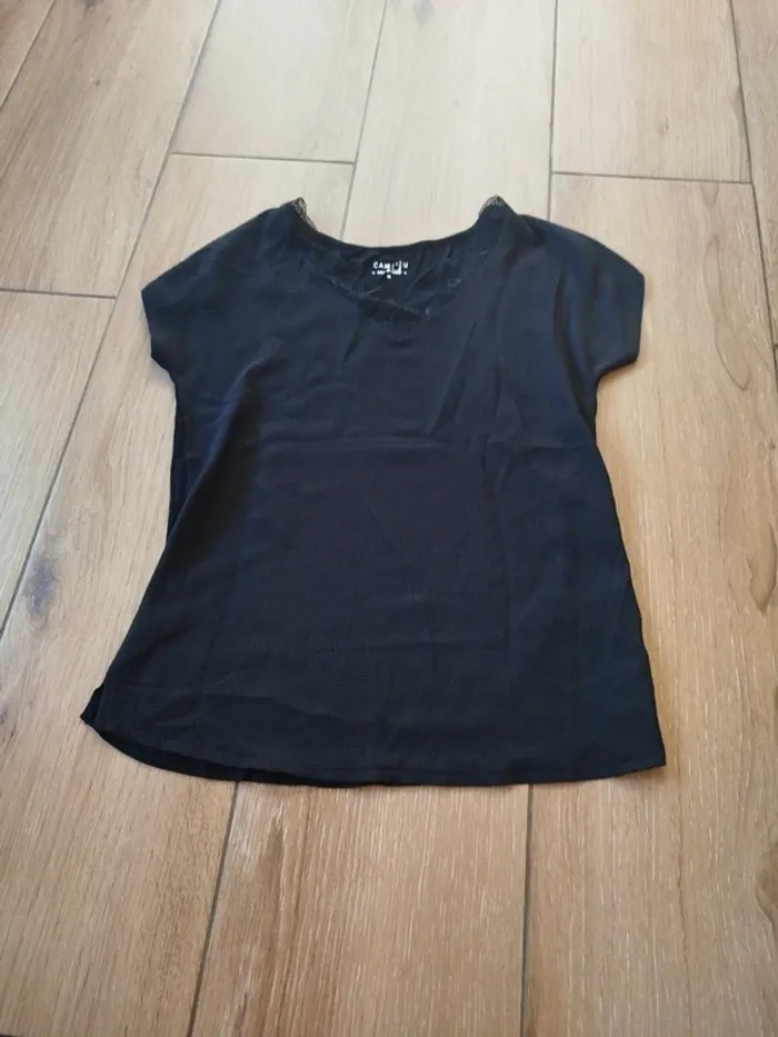 T-shirt femme noir neuf Camaïeu taille XS - photo numéro 2