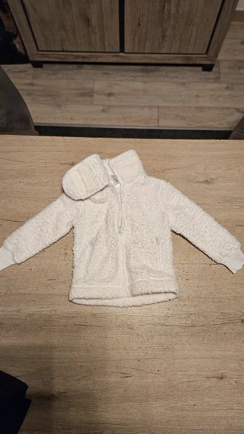 Gilet blanc polaire à manches longues, col montant à sratch, Palomino, 4 ans