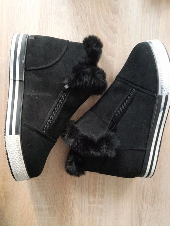 Baskets compensées chaudes suédine - photo numéro 4